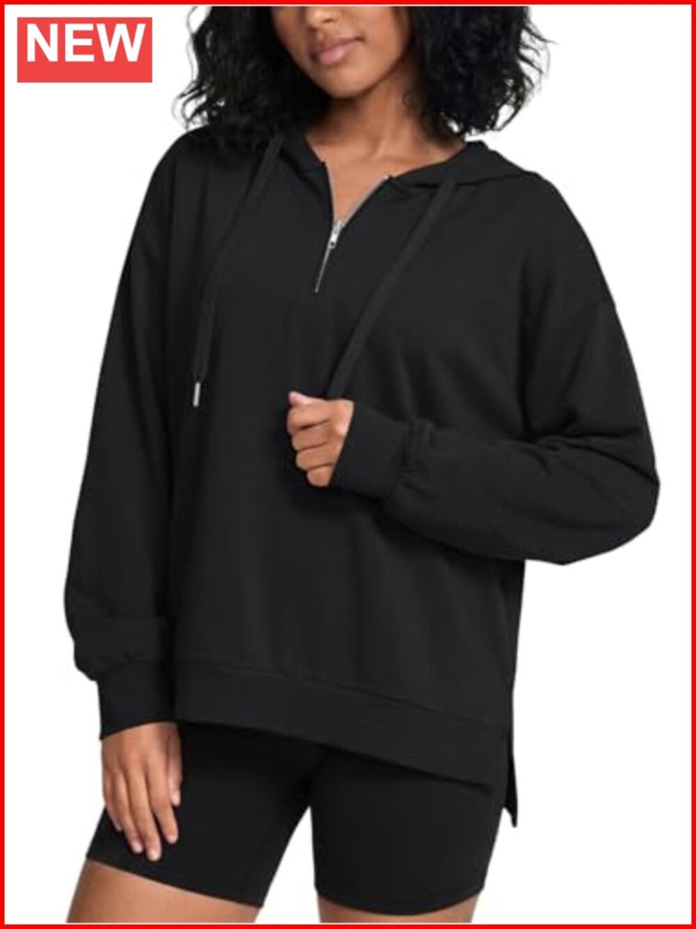 Women's Half Zip Hoodie Casual Sweatshirt Drawstring Long Sleeve